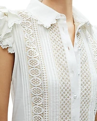 Meeko Embroidered Ruffle Sleeve Dress