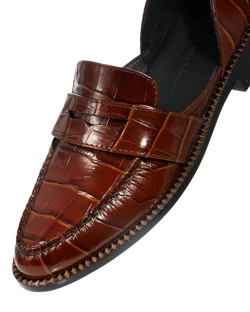 Women's Tash Croc Embossed Leather D'Orsay Penny Loafers