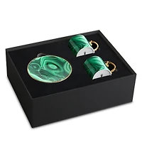 L'Objet Malachite Espresso Cup & Saucer, Set of 2