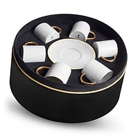 Neptune Gold Trim Espresso Cup & Saucer, Set of 6
