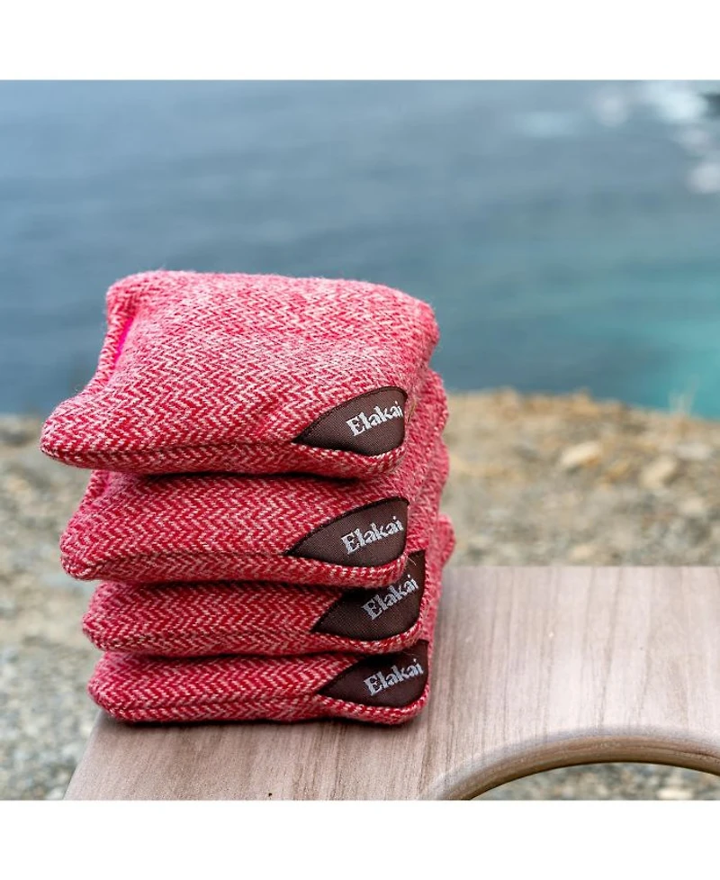 Herringbone Wool Aviator Cornhole Bags Above