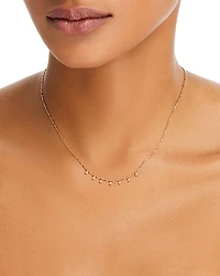 14K Yellow Gold Prong Diamonds Diamond Dangle Collar Necklace, 16"