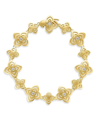 Roberto Coin 18K Yellow Gold Palazzo Ducale Diamond Satin Flower Link Bracelet
