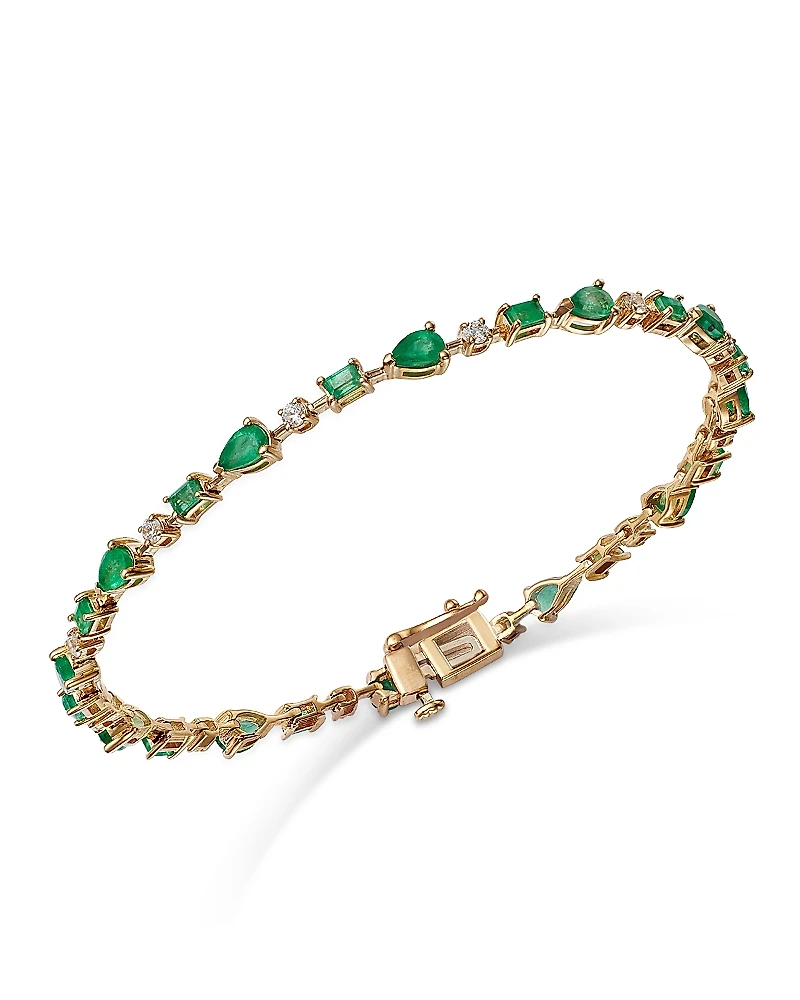 Bloomingdale's Fine Collection Emerald & Diamond Link Bracelet