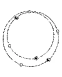 Pearl Classics Station Chain Necklace Sterling Silver with Stone, 4mm