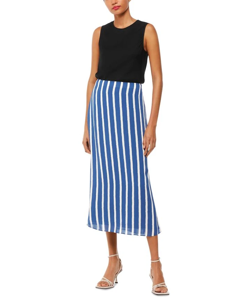 Crinkle Stripe Midi Skirt