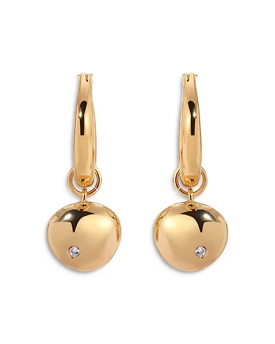 Pavé Polished Pebble Charm Huggie Hoop Earrings