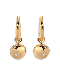 Pavé Polished Pebble Charm Huggie Hoop Earrings