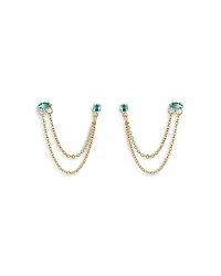 Ettika Blue Crystal & Looped Chains Double Piercing Drop Earrings