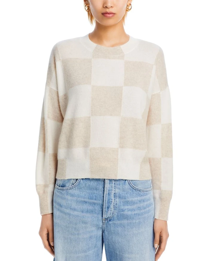Check Pattern Brushed Cashmere Sweater - Exclusive