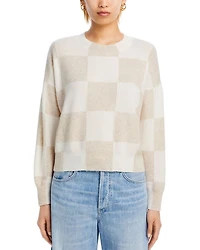 Check Pattern Brushed Cashmere Sweater - Exclusive
