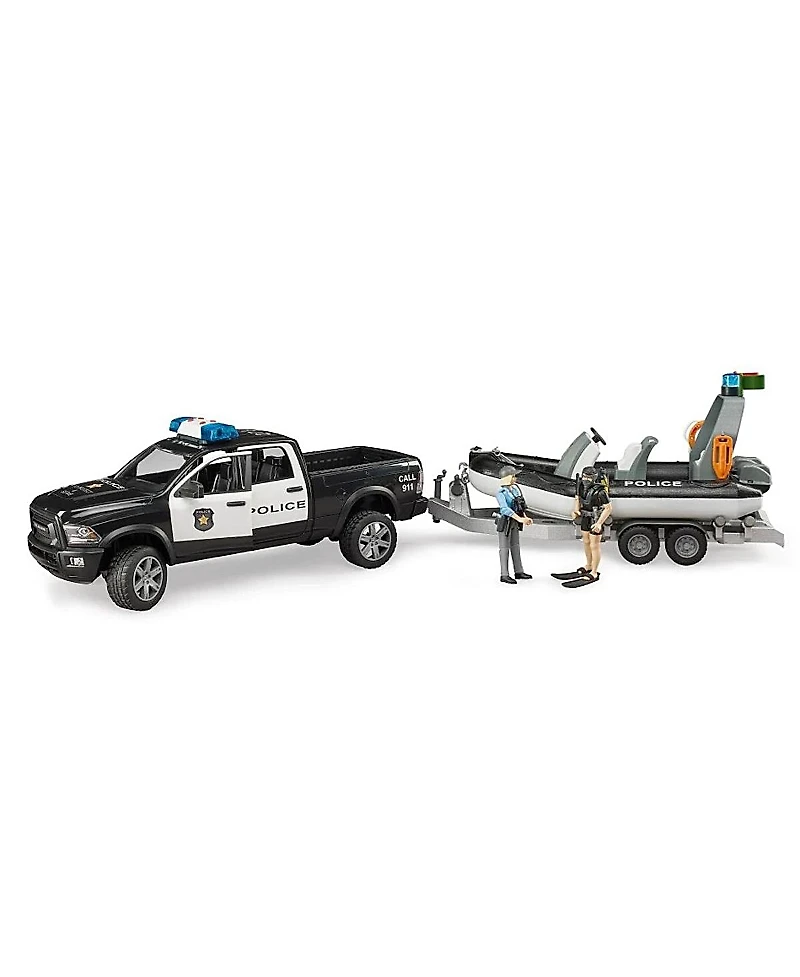 Bruder 1/16 Ram Police Pickup Truck with Trailer & Boat 5-7 - Ages 5-7