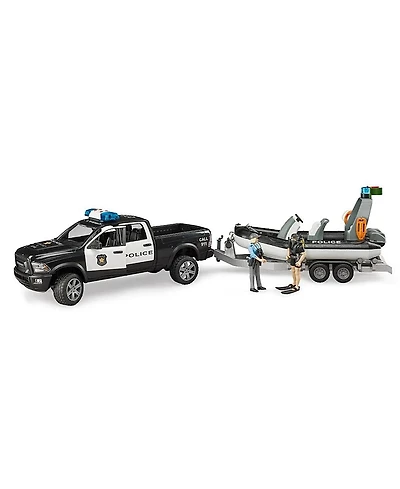 Bruder 1/16 Ram Police Pickup Truck with Trailer & Boat 5-7 - Ages 5-7