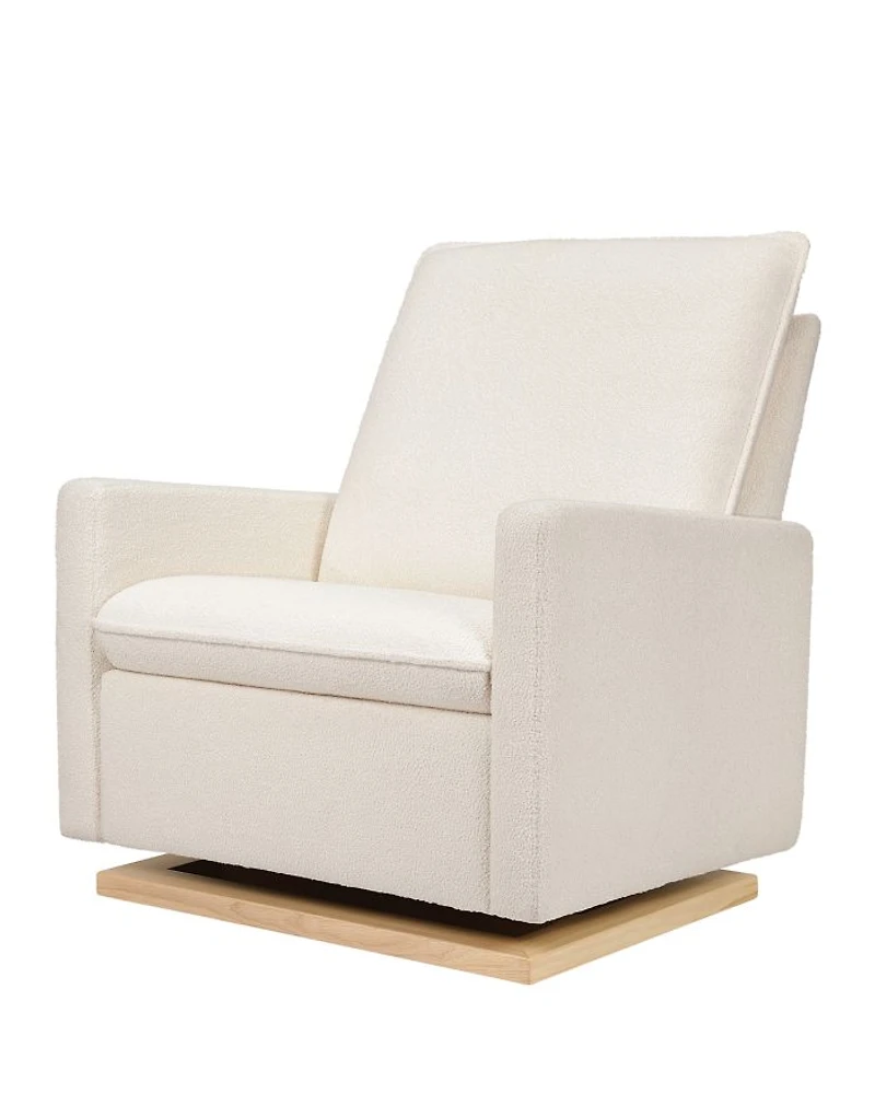 Cali Chantilly Fleece Pillowback Chair and a Half Glider With Light Wood Base