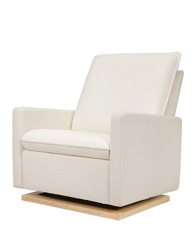Cali Chantilly Fleece Pillowback Chair and a Half Glider With Light Wood Base