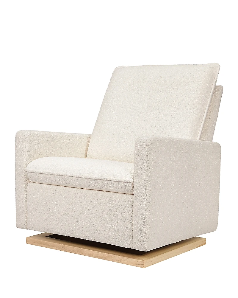 Babyletto Cali Chantilly Fleece Pillowback Chair and a Half Glider With Light Wood Base