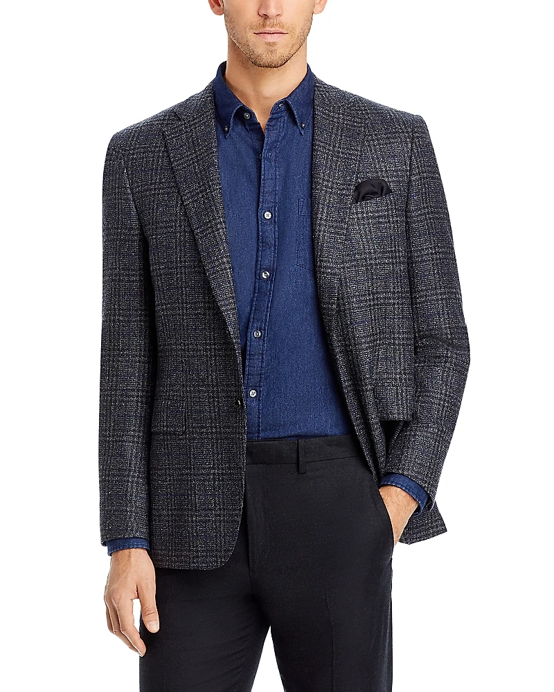 Canali Siena Boucle Plaid Regular Fit Sport Coat