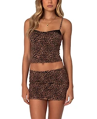 Edikted Edin Leopard Print Mesh Bra Top