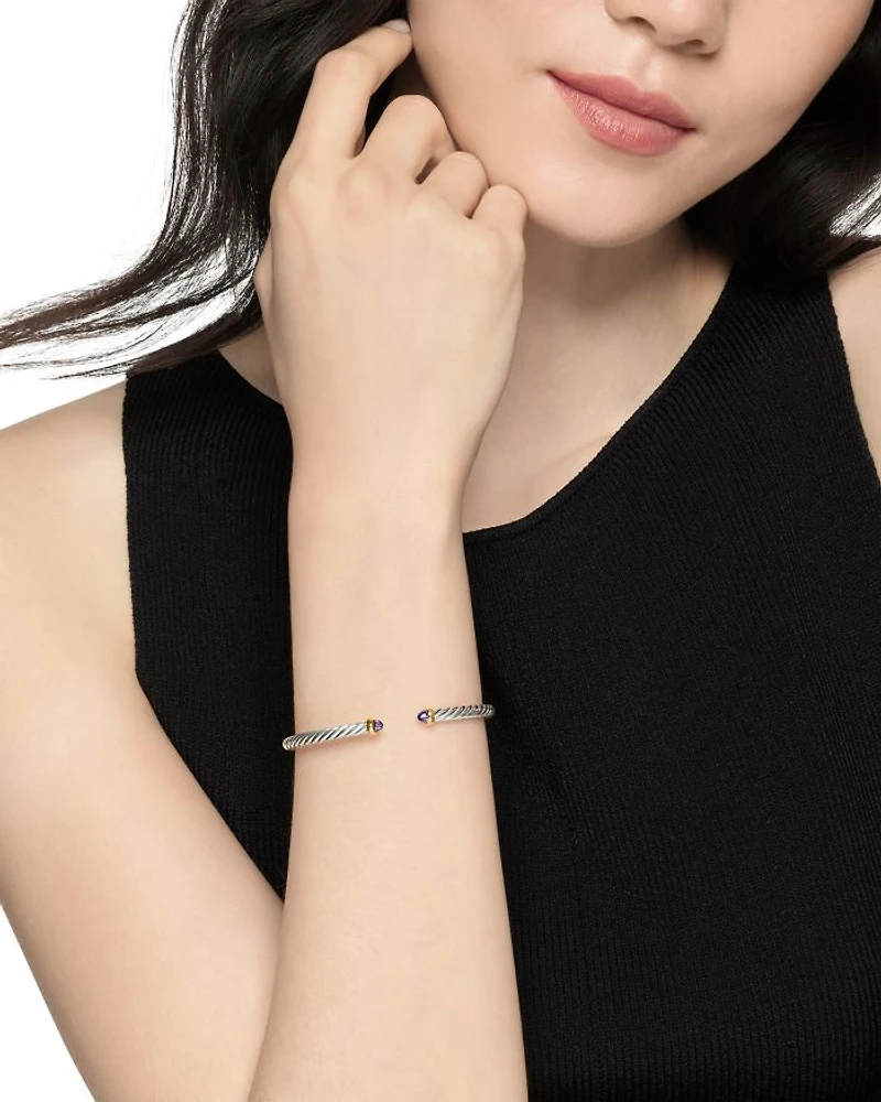 Sterling Silver & 14K Yellow Gold Cable Flex Bracelet, 4mm