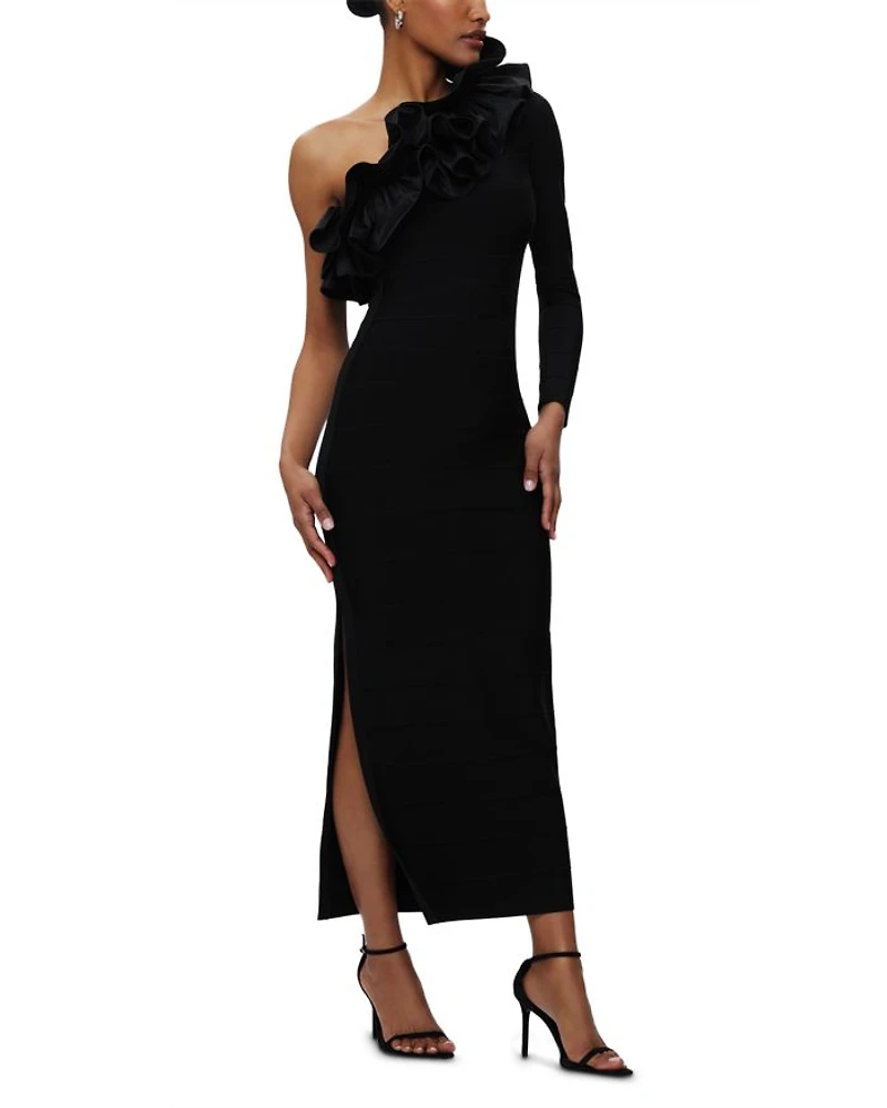 Asymmetric Ruffled Gown