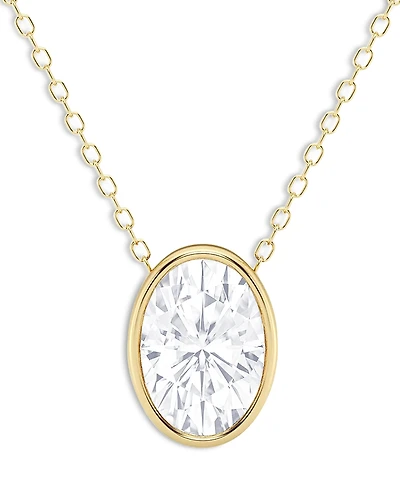 Bloomingdale's Fine Collection Certified Lab Grown Oval Cut Diamond Bezel Set Pendant Necklace