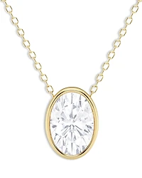 Bloomingdale's Fine Collection Certified Lab Grown Oval Cut Diamond Bezel Set Pendant Necklace