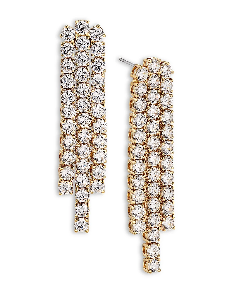 Nadri Perfect Tennis Cubic Zirconia Slim Chandelier Earrings