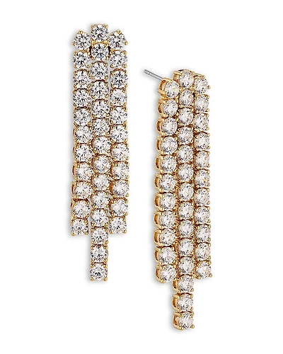 Nadri Perfect Tennis Cubic Zirconia Slim Chandelier Earrings