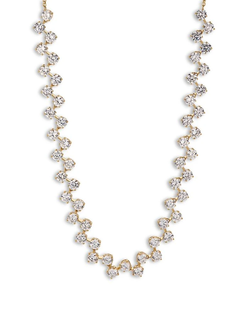 Halle Cubic Zirconia Adjustable Choker Necklace in 18K Gold Plated, 14"-17"