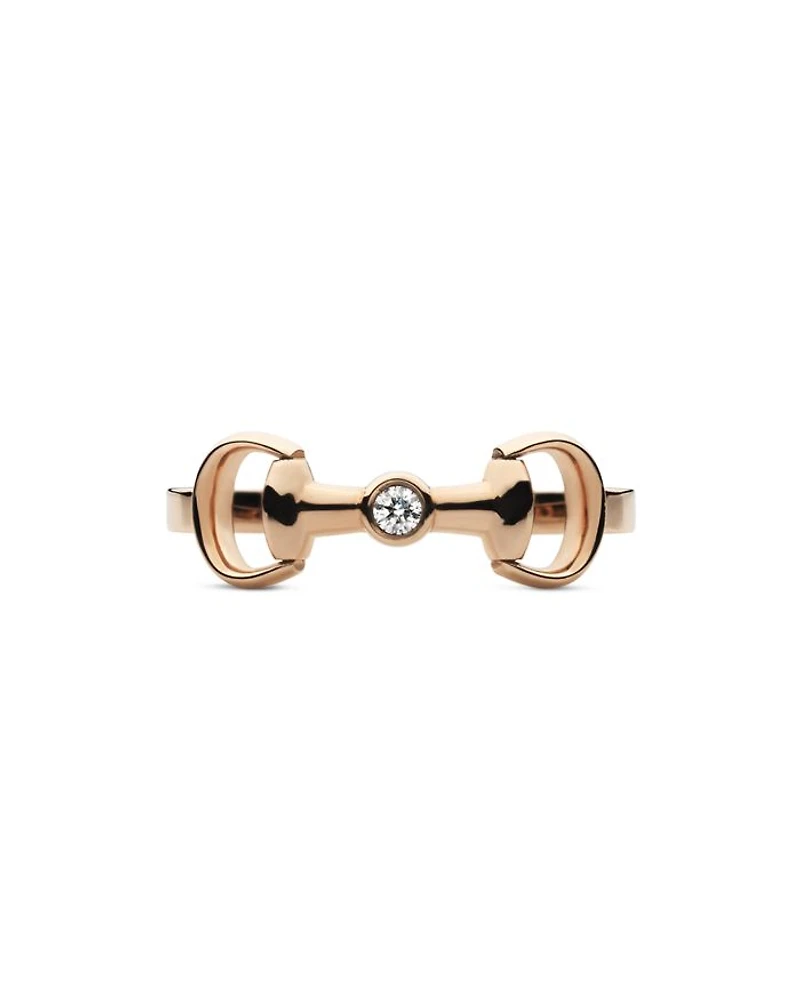 18K Rose Gold Horsebit Diamond Accent Ring
