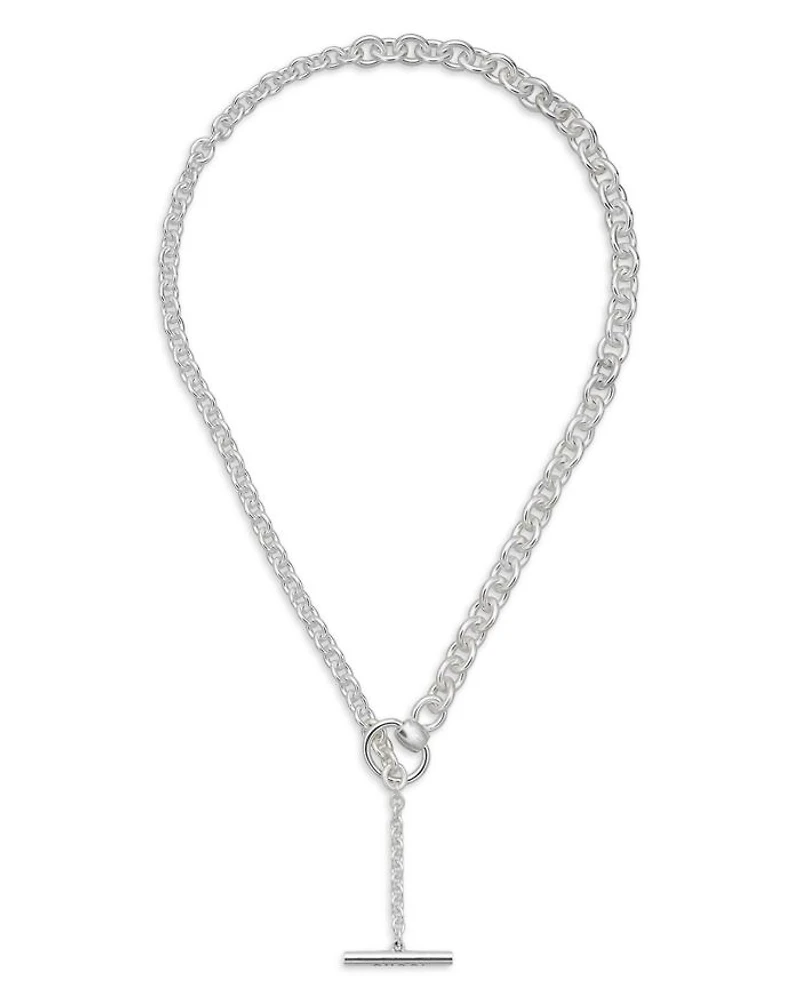 Sterling Silver Horsebit Chain Link Lariat Necklace, 20"