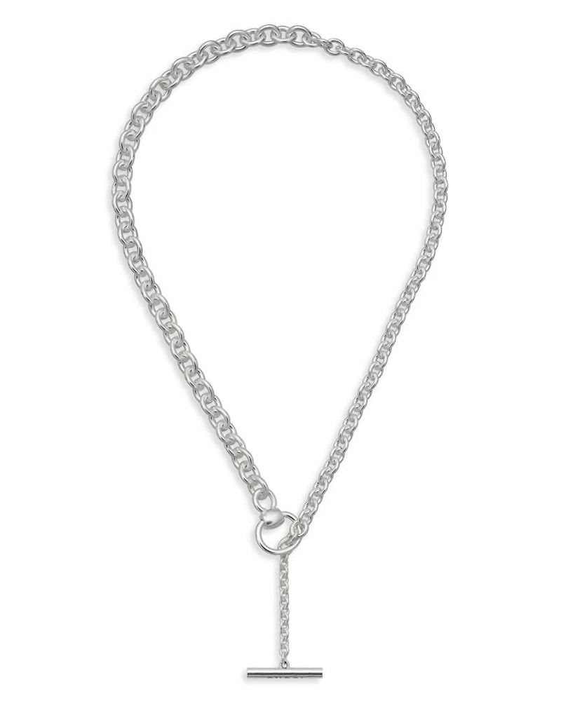 Sterling Silver Horsebit Chain Link Lariat Necklace, 20"