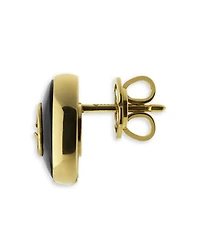 18K Yellow Gold Interlocking Black Onyx Stud Earrings