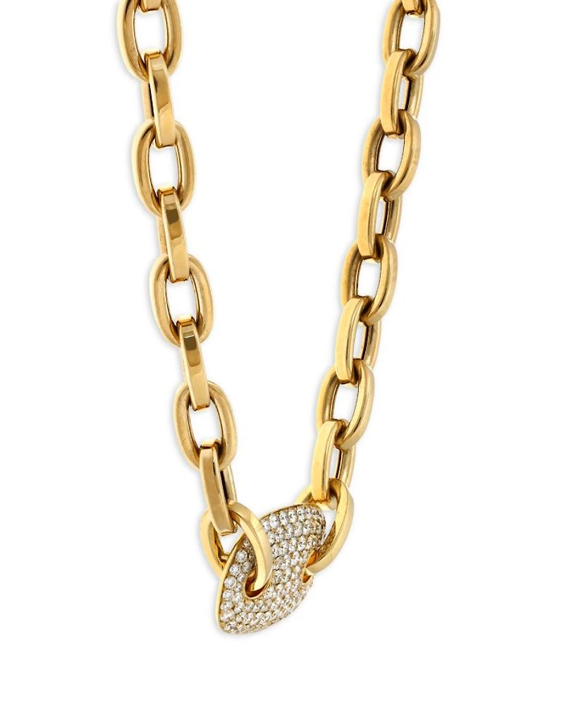 18K Yellow Gold Diamond Pave Pendant Necklace, 15.5-17.5" - Exclusive