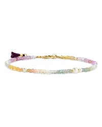 Shashi Ella Multicolor Sapphire & Cultured Freshwater Pearl Beaded Flex Bracelet