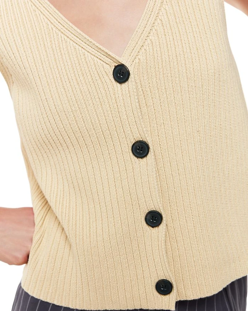 Button Front Sleeveless Knit Top