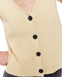 Button Front Sleeveless Knit Top
