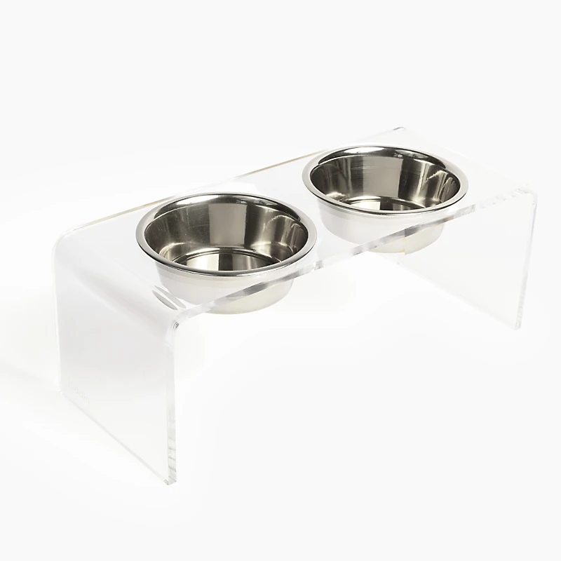 Medium Clear Double Bowl Pet Feeder