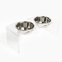 Medium Clear Double Bowl Pet Feeder