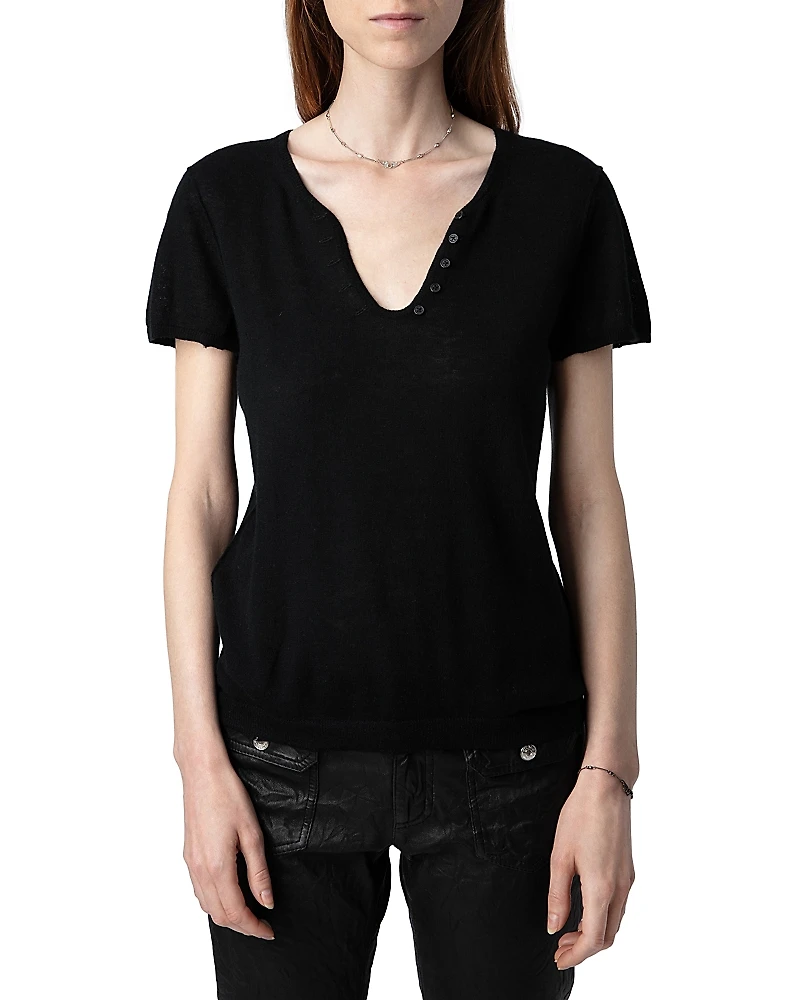 Zadig & Voltaire Celsy Cashmere Henley Sweater
