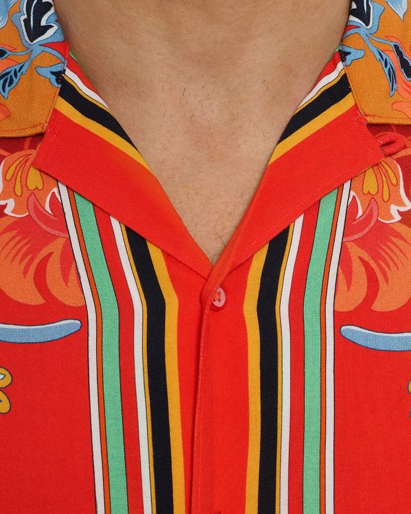 Taj Floral Leisure Fit Button Down Camp Shirt