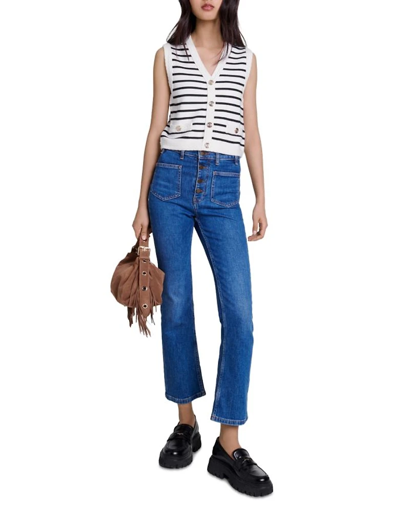 Melisse Striped Sleeveless Cardigan