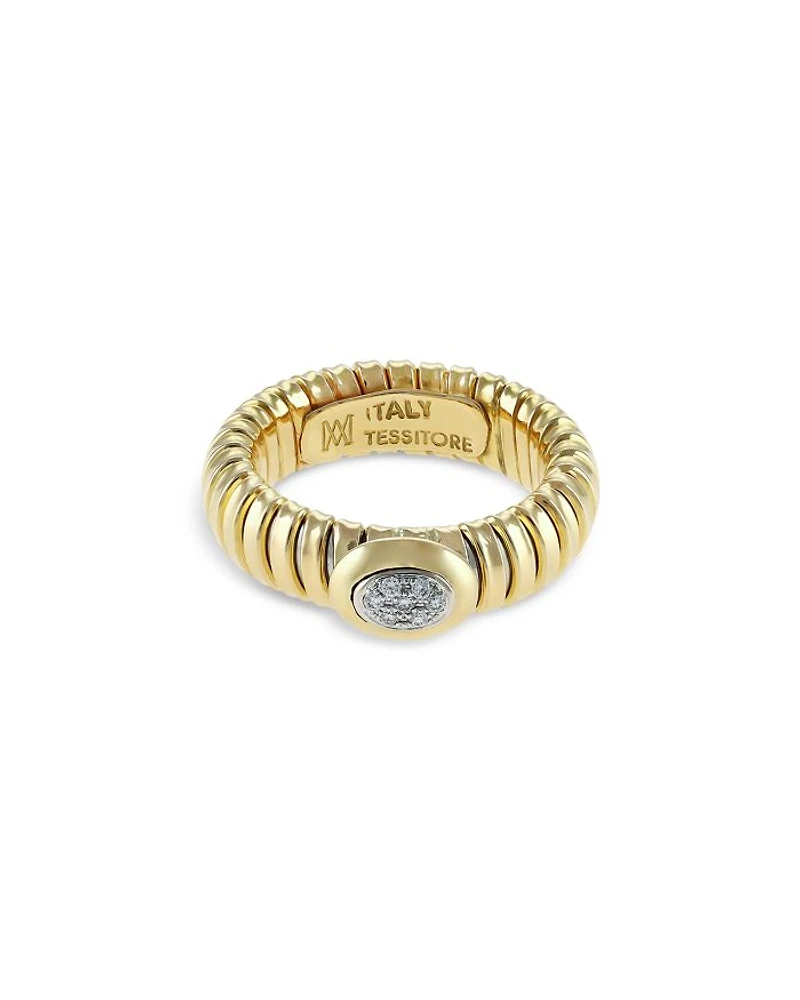 18K Yellow Gold Via Giardino Tubogas Diamond Cluster Ring