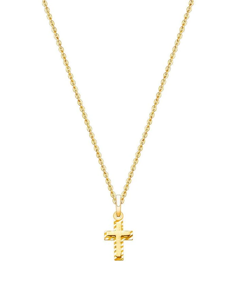 Children's 14K Gold Beautifully Beveled Cross 12-14" Necklace