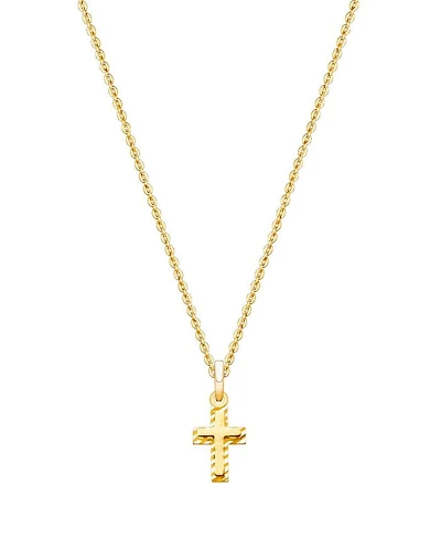 Children's 14K Gold Beautifully Beveled Cross 12-14" Necklace