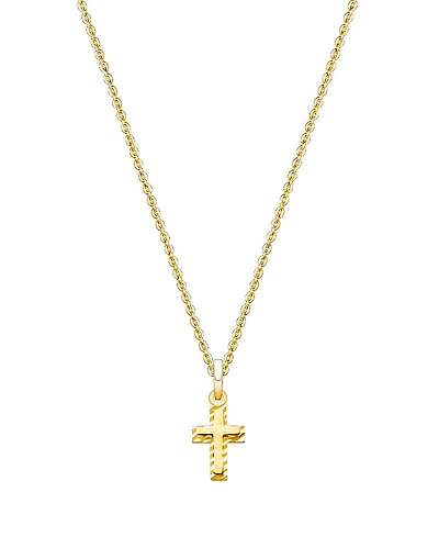 Tiny Blessings Children's 14K Gold Beautifully Beveled Cross 12-14" Necklace