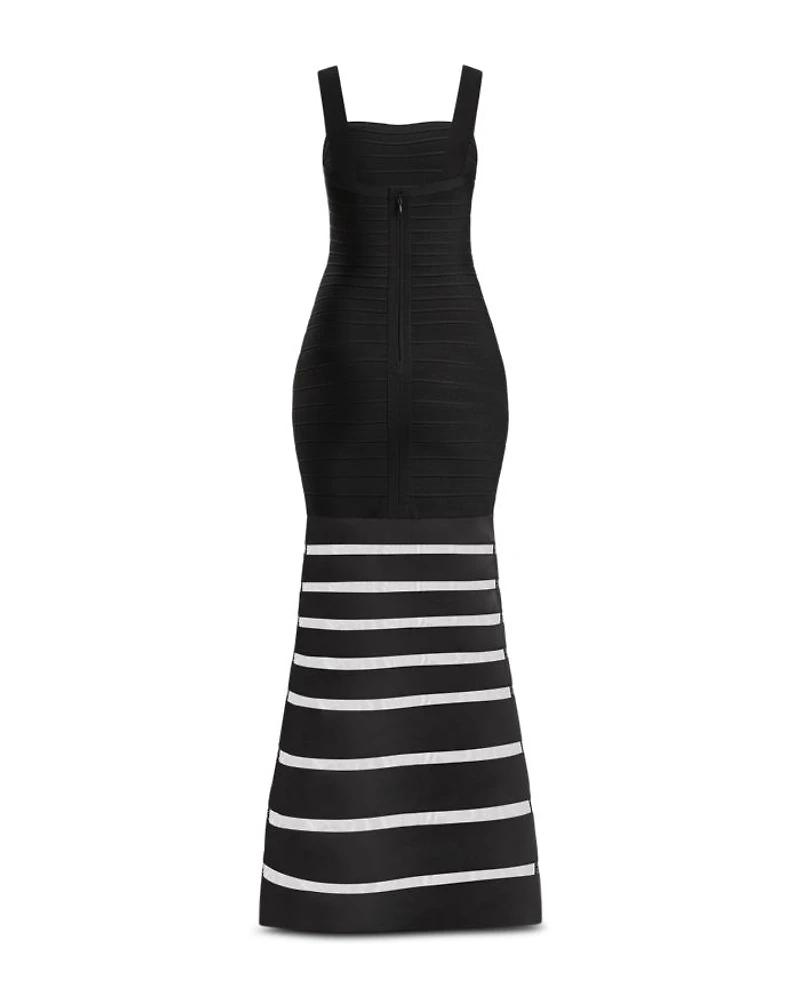 The Claudia Bandage Illusion Stripe Gown
