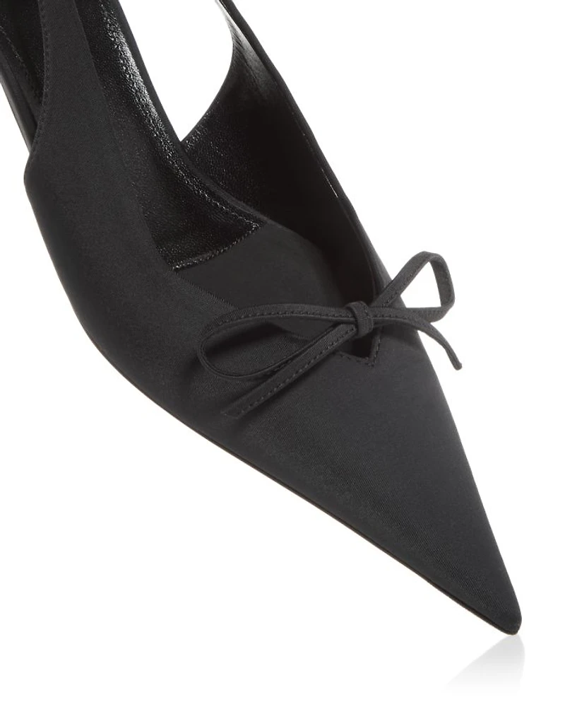 Women's Knife Bow Slingback Kitten Heel Pumps