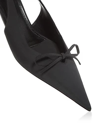 Women's Knife Bow Slingback Kitten Heel Pumps