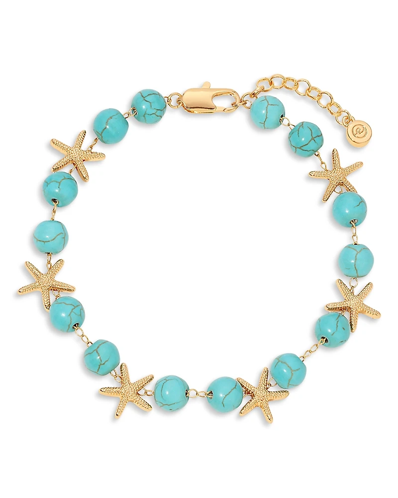 Ettika Starfish and Turquoise Linked Anklet